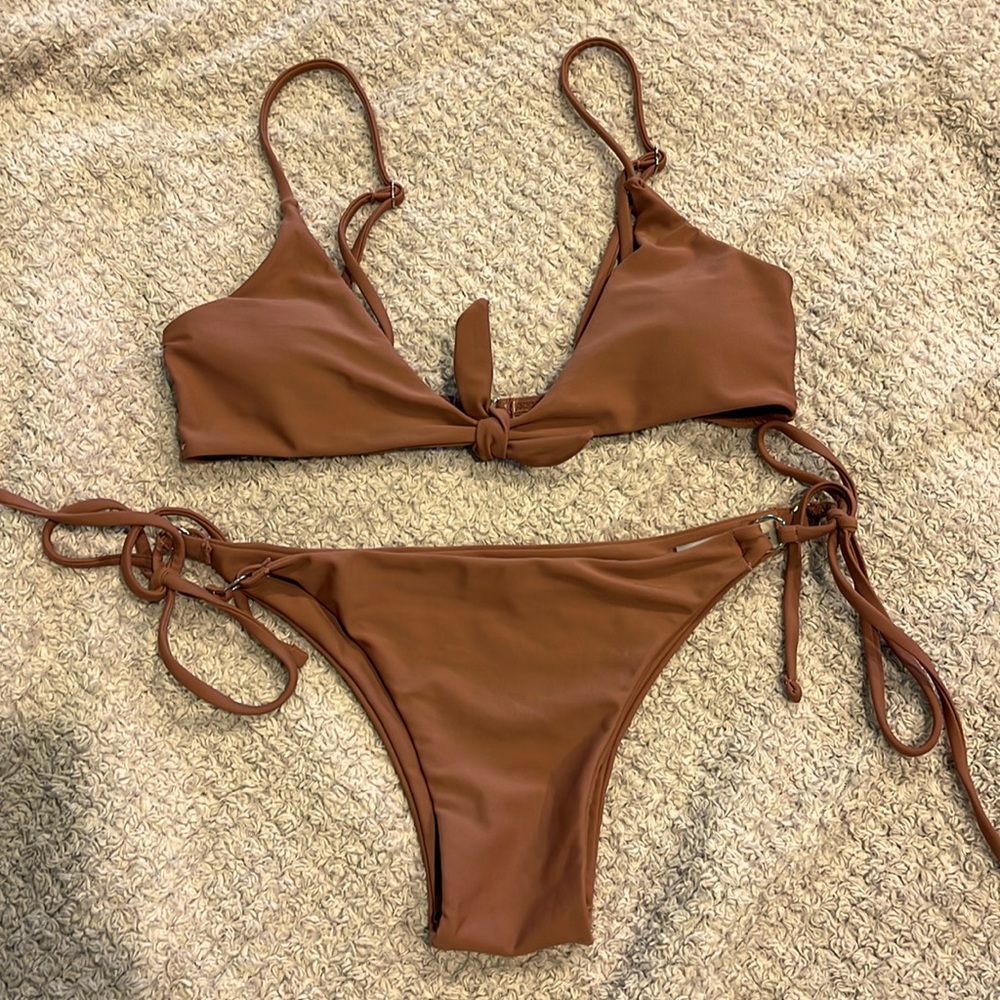 Bikini! Small - Brown with gold accents.